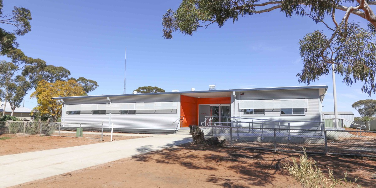 Exterior of Aged Care Portable Building in front of Grounds