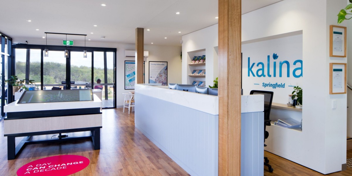 Interior Sales Office with Reception Desk and Promotional Stand