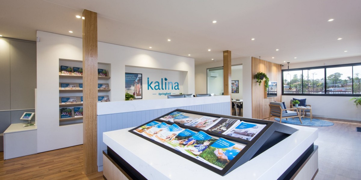 Interior Sales Office with Reception Desk and Sitting Area, Promotional Stand