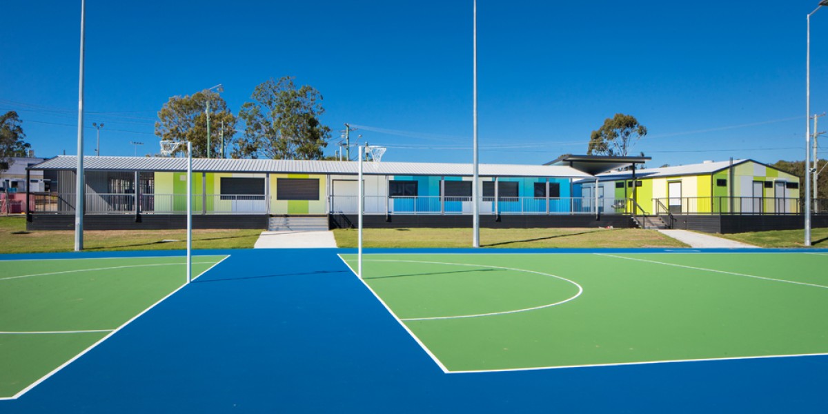 Netball Courts & Sports Pavilion, Brightly Coloured