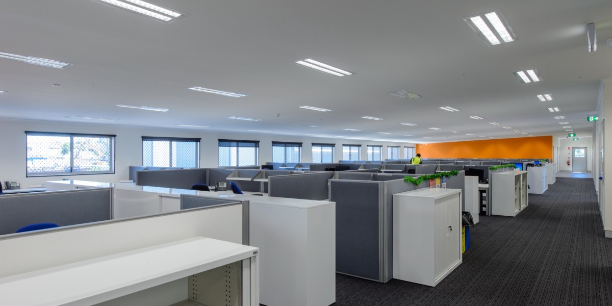 Interior Office with Cubicles and Storage Furniture