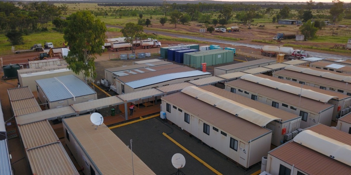 Aerial View of Demountable Buildings in Remote Landscape