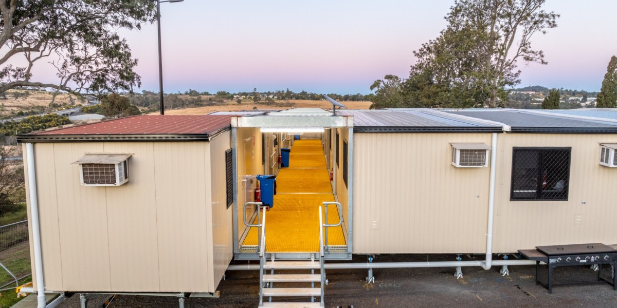 An aerial view of one of the coverflex walkways connecting the site offices together