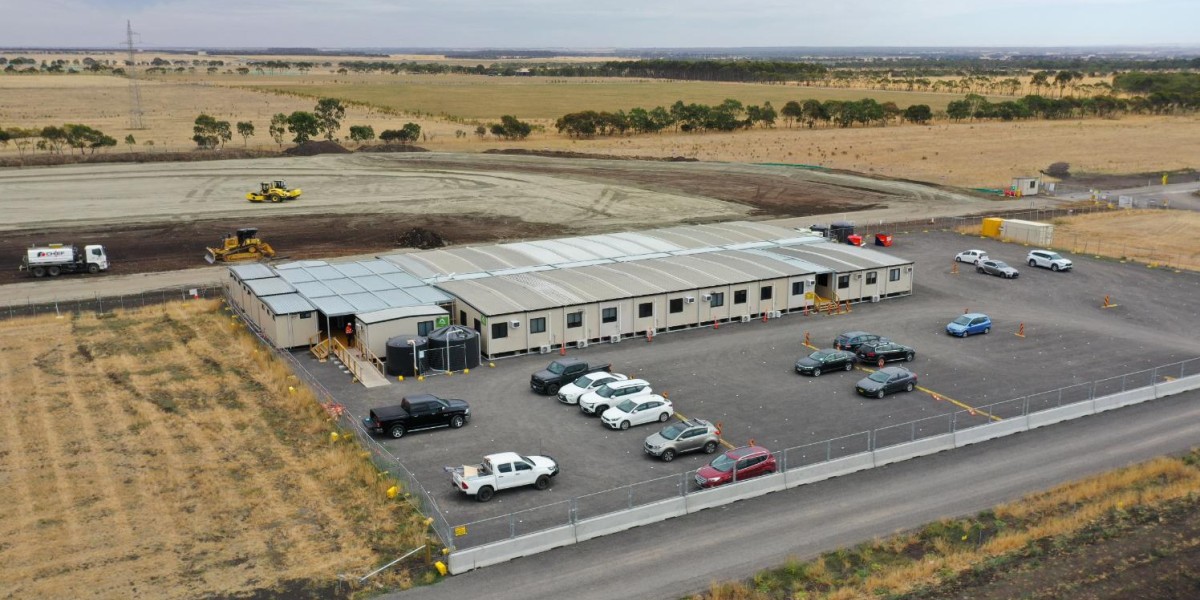 Aerial view of temporary site setup