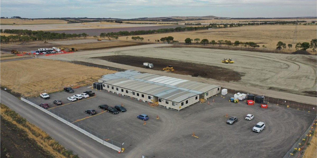 Aerial view of temporary site setup