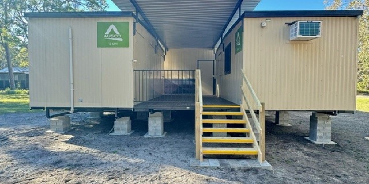 Front on view of the stairs and entrance to the buildings