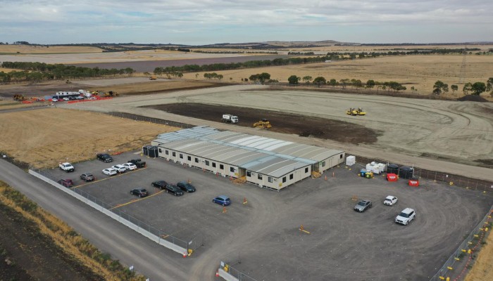 Aerial view of temporary site setup