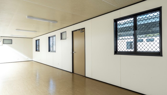 Large spaces with LED lighting, tinted windows or blinds, door stops and full insulated