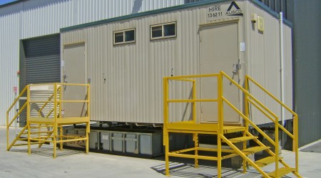 Ausco modular 6x3 toilet with custom steps and landings