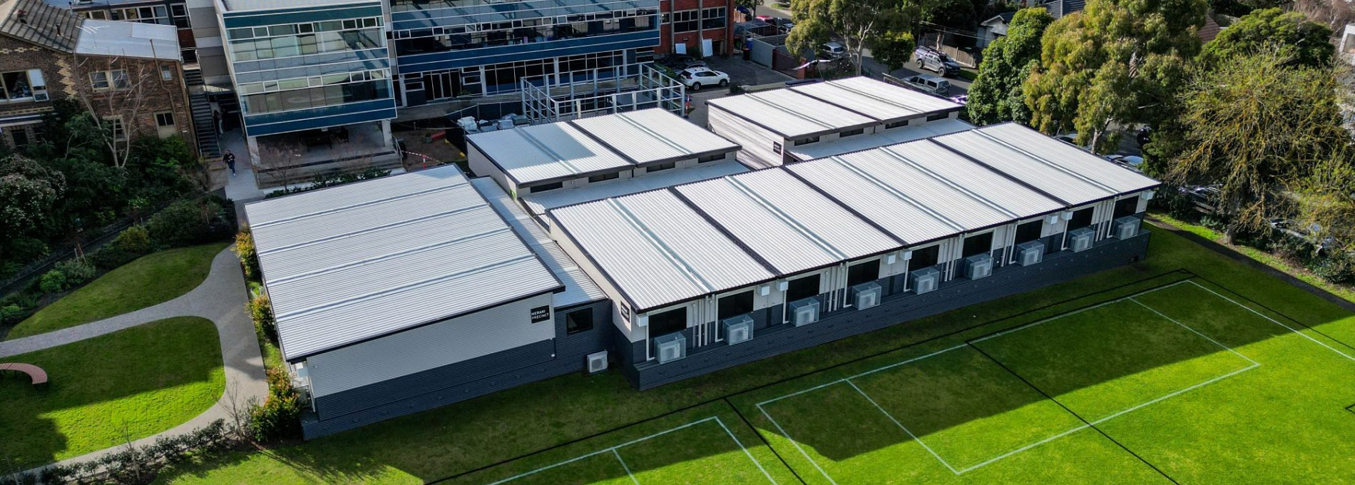 Temporary classrooms located near school oval