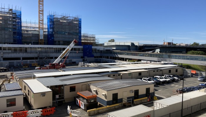 Temporary buildings on site for construction project