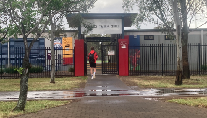 Ryan White entering Adelaide United's Modular Training Facility