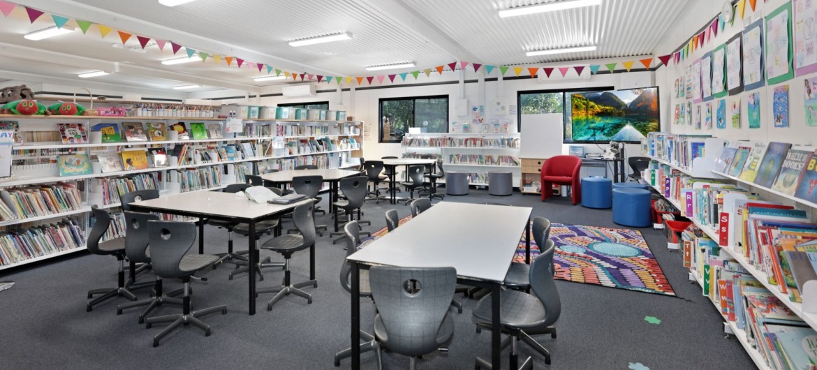 Internal view of temporary library setup