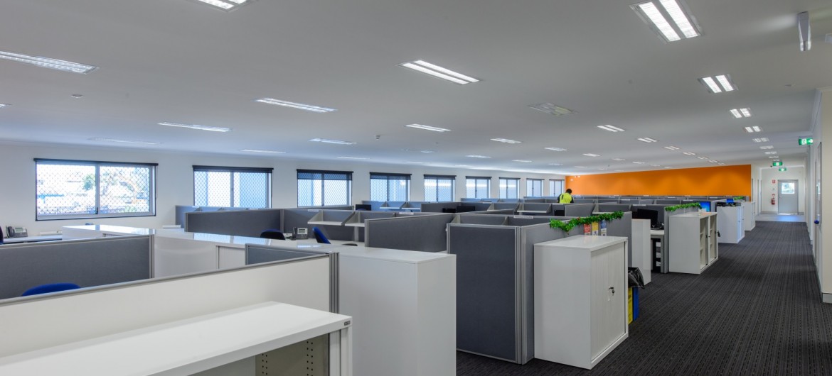 Interior Office with Cubicles and Storage Furniture