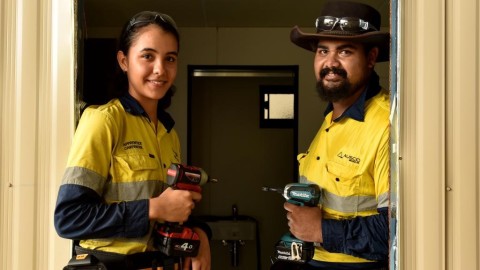 Ausco Modular Townsville apprentices Elisabeth Matters and Fred McGilvary