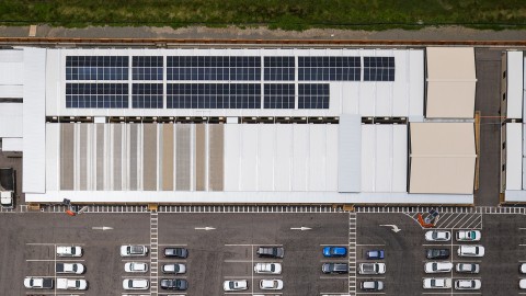 Hireable solar panels on an Ausco Building aerial photo