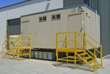 Ausco modular 6x3 toilet with custom steps and landings